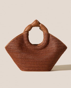 Hereu Castell Raffia Knotted-handle Kadın Tote Çanta Kahverengi | Türkiye-38NBJQPGW