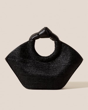 Hereu Castell Raffia Knotted-handle Kadın Tote Çanta Siyah | Türkiye-95UVNEXIJ