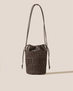 Hereu Palau Hand-braided Mini Bucket Kadın Çapraz Çanta Koyu Kahverengi | Türkiye-81BQEXMTR