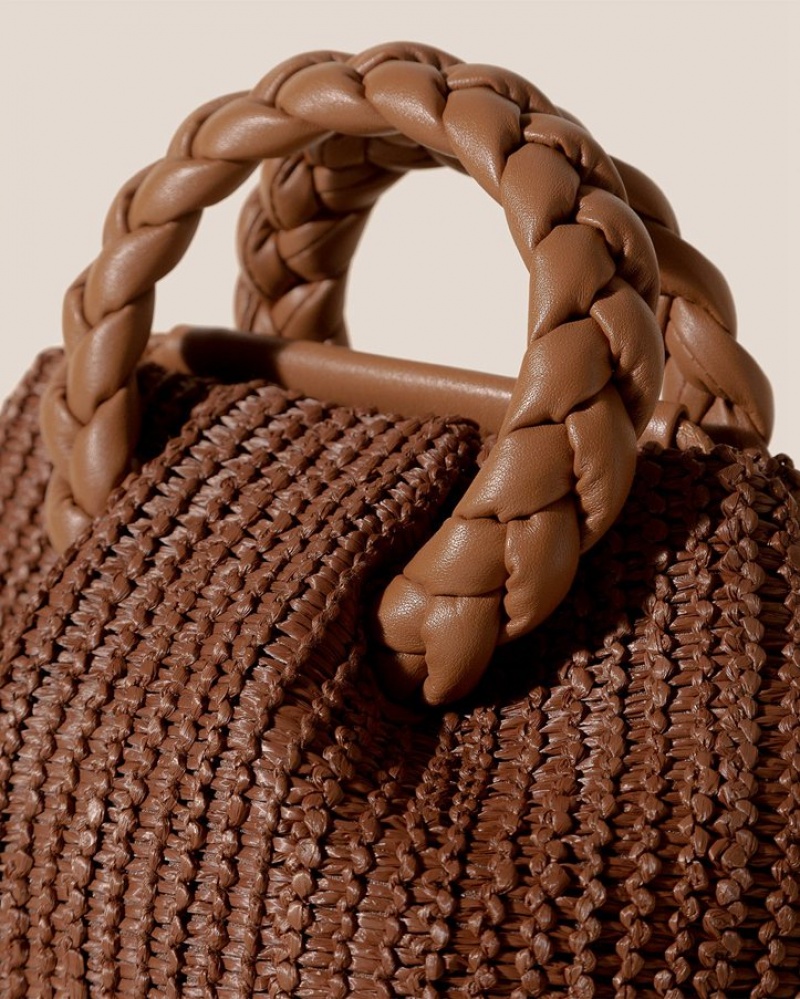 Hereu Bombon M Raffia Plaited-handle Raffia Kadın Çapraz Çanta Kahverengi | Türkiye-52OWSJQAT