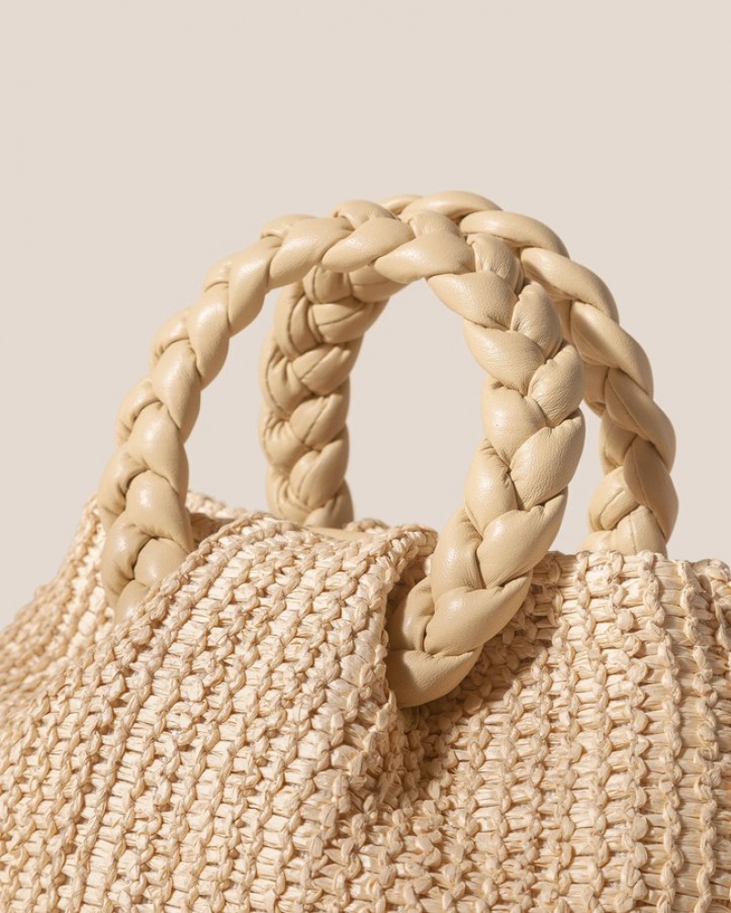 Hereu Bombon M Raffia Plaited-handle Raffia Kadın Çapraz Çanta Bej Rengi | Türkiye-13YFAXWGK