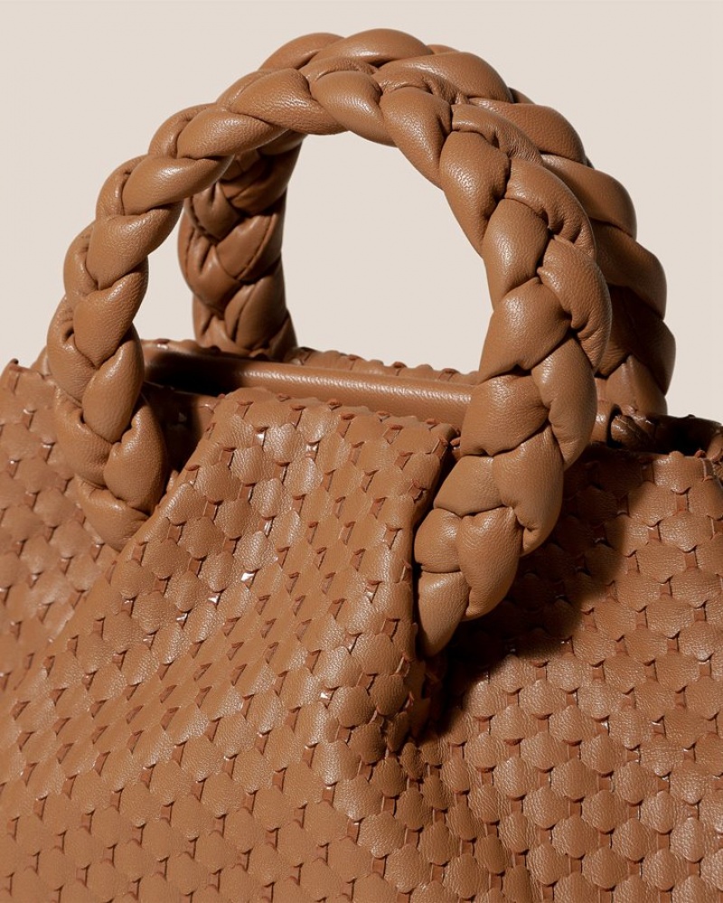 Hereu Bombon M Woven Plaited-handle Deri Kadın Çapraz Çanta Kahverengi | Türkiye-71GLWHZBS