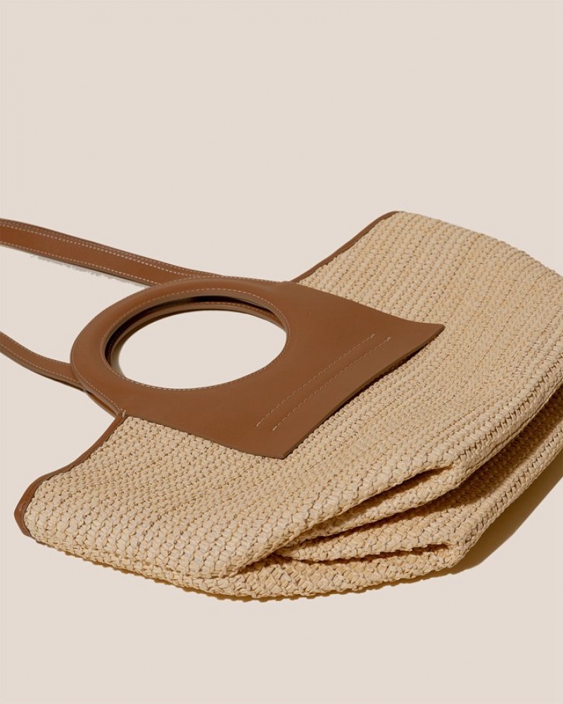 Hereu Cala S Raffia Deri-trimmed Erkek Tote Çanta Kahverengi Haki | Türkiye-09GRFLSZW