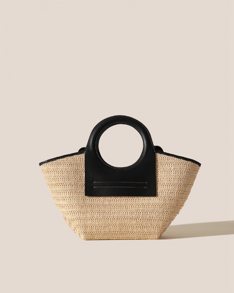 Hereu Cala S Raffia Deri-trimmed Kadın Tote Çanta Bej Rengi Siyah | Türkiye-76HFOLXBK