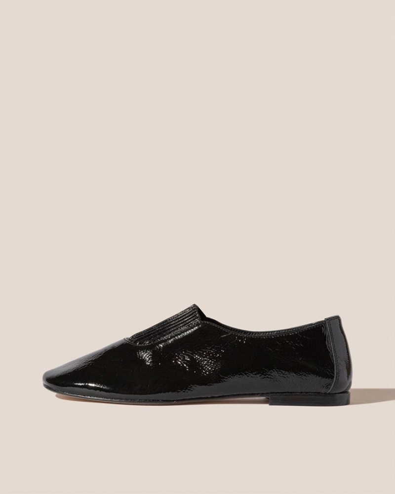 Hereu Caoma Crinkled Glossy Elasticated Kadın Slip On Ayakkabı Siyah | Türkiye-60ETHGBAZ