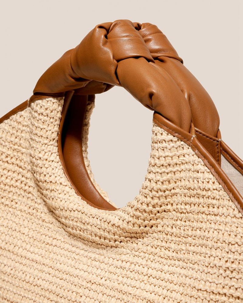 Hereu Castell Raffia Knotted-handle Kadın Tote Çanta Bej Rengi Kahverengi | Türkiye-53ZNHOBPV