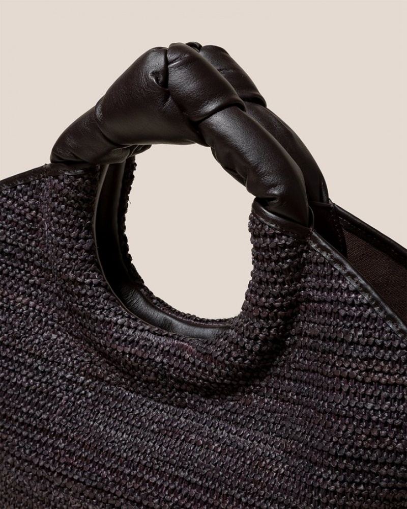 Hereu Castell Raffia Knotted-handle Kadın Tote Çanta Koyu Kahverengi | Türkiye-94QLIXBZJ