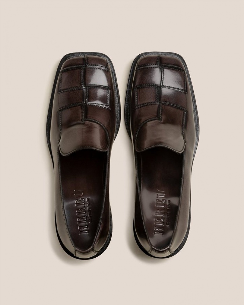 Hereu Guera Topuklu Brushed Interwoven Slip-on Kadın Makosen Siyah | Türkiye-58FIQGKYS