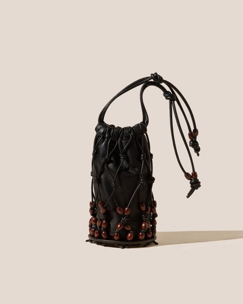 Hereu Perleta Beaded Mini Drawstring Kadın Tote Çanta Siyah | Türkiye-86RLSZVMD