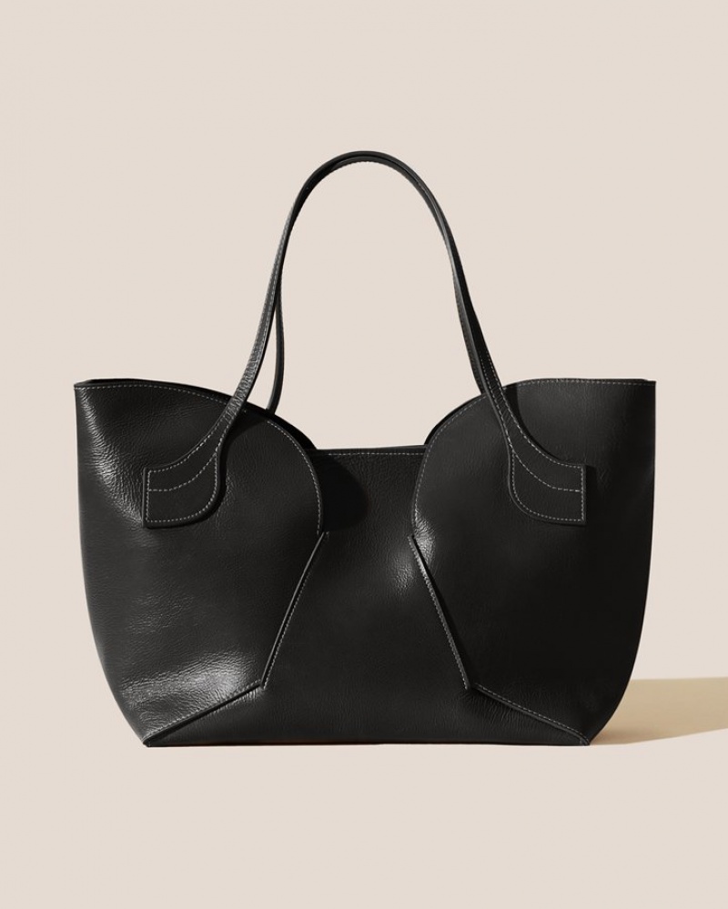 Hereu Sepal L Grainy Large Tulip Shape Zipped Kadın Tote Çanta Siyah | Türkiye-03DMEVSXR