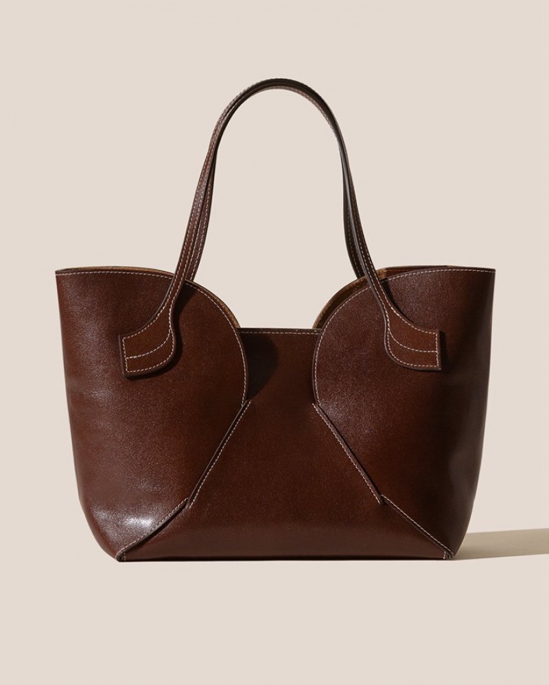 Hereu Sepal Tulip Shape Zipped Kadın Tote Çanta Koyu Kahverengi | Türkiye-49NRDHIKJ