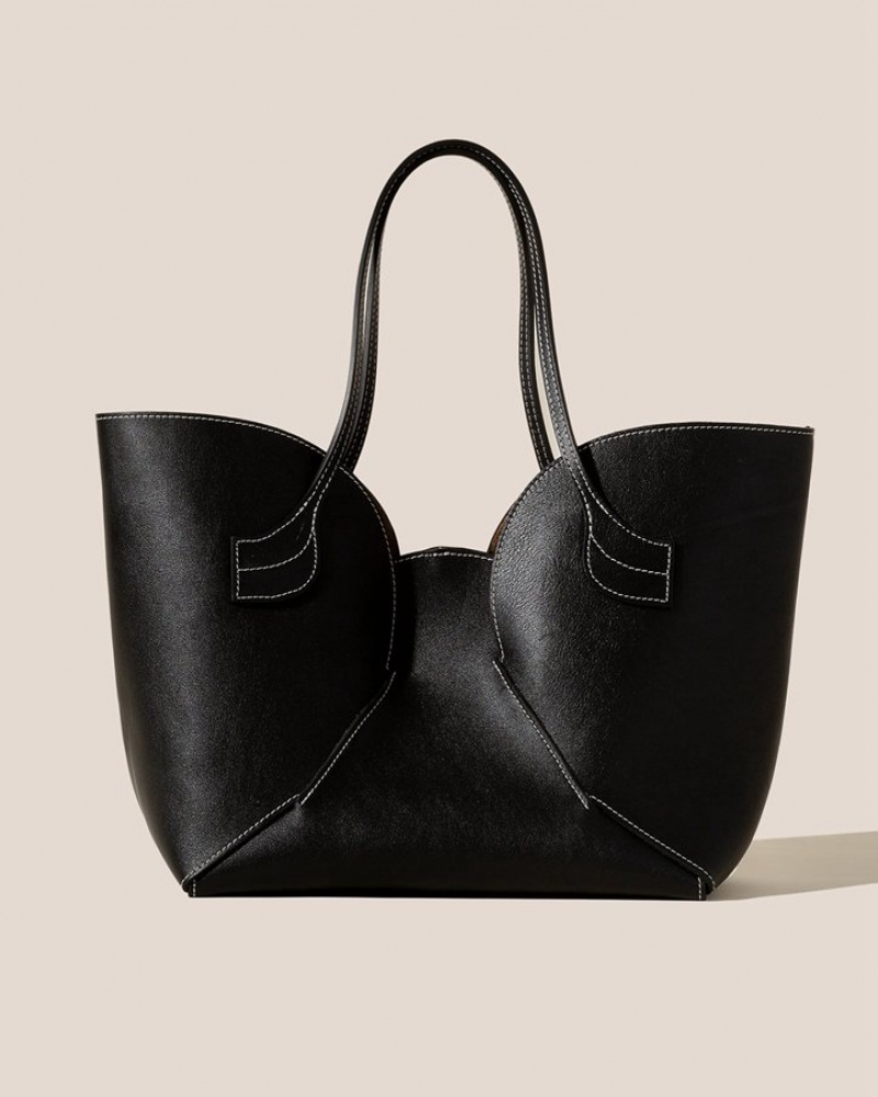 Hereu Sepal Tulip Shape Zipped Kadın Tote Çanta Siyah | Türkiye-82IKTQGBH