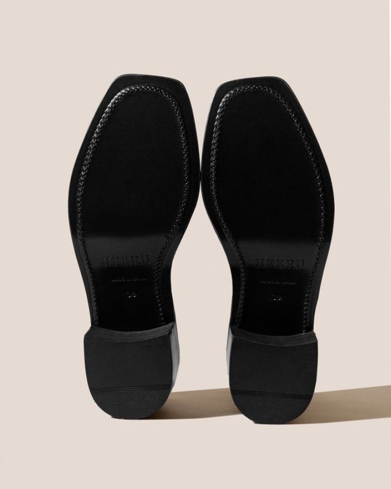 Hereu Sineu Topuklu Interlaced Detail Slip-on Kadın Makosen Siyah | Türkiye-35IVQSZGN